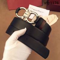Ferragamo菲拉格慕 雙面進口頭層牛皮軟平紋 精鋼扣 復古風格 男士皮帶  xfp1176