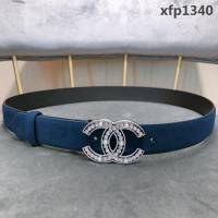 CHANEL香奈兒 19早春新款 明星劉雯同款 水鑽珍珠logo扣 絨面面料 女款皮帶  xfp1340
