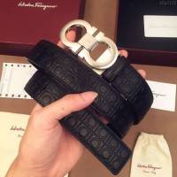 Ferragamo皮帶 雙面牛皮紮雙排花紋 菲拉格慕男士皮帶  xfp2122