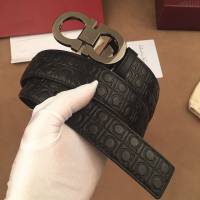 Ferragamo皮帶 雙面牛皮紮雙排花紋 菲拉格慕男士皮帶  xfp2123