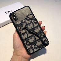 Dior手機套 迪奧布藝刺繡 可當支架 手機殼 半包插卡手機殼  mmk1019