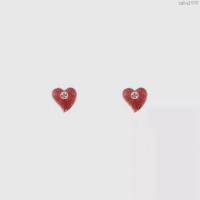 GUCCi飾品 古馳2019新款酒紅色桃心 字母耳釘 Gucci純銀針耳環  zgbq1000