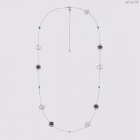 GUCCi飾品 古馳首飾 Gucci泰銀logo藍耀石毛衣鏈  zgbq1048