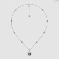 GUCCi飾品 古馳女手鏈 Gucci圓牌貓logo-beind for love 藍耀石項鏈  zgbq1129