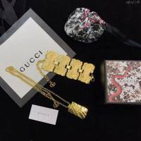 GUCCi飾品 專櫃同款複刻 古馳金色手鏈 Gucci項鏈手鏈套裝  zgbq1145