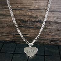 GUCCi飾品 古馳泰銀裝飾鏈條吊墜 Gucci愛心字母吊墜  zgbq1167