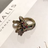 GUCCi飾品 古馳女戒指 Gucci彩鑽珍珠戒指  zgbq1194