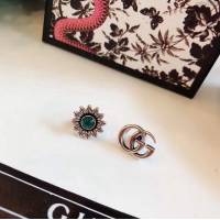 GUCCi飾品 古馳S925銀針耳飾耳環 Gucci雙G花朵鉚釘不對稱耳釘  zgbq1209