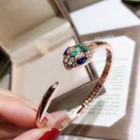 Bvlgari飾品 寶格麗蛇系列白金藍寶石手鐲  zgbq3124