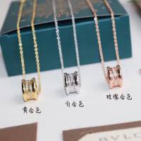 Bvlgari飾品 寶格麗螺旋鑲鑽彈簧項鏈 玫瑰金 白金色 黃金  zgbq3126
