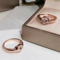 Bvlgari飾品 寶格麗鑲鑽圓形貝殼戒指 diva系列 925純銀瑰金單戒  zgbq3234