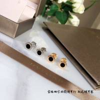 Bvlgari飾品 寶格麗925V金電咪金 專櫃火爆款 寶格麗字母圓餅紐扣耳釘  zgbq3283