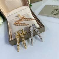 Bvlgari飾品 925純銀 寶格麗滿鑽機關蛇耳環  zgbq3309