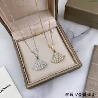 Bvlgari飾品 寶格麗經典diva系列 滿鑽上下扇形小裙子項鏈  zgbq3350