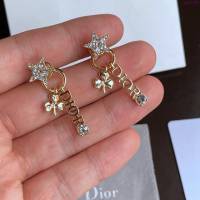 Dior飾品 迪奧經典熱銷款鑲嵌防水鑽字母DI0R款耳圈 耳環  zgd1108