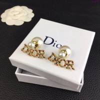 Dior飾品 迪奧經典熱銷款彩鑽字母大小珠925銀針耳環耳釘  zgd1488