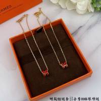 Hermes首飾品 愛馬仕H琳琅迷你項鏈 Hermes對版紅色粗鏈條  zgh1523