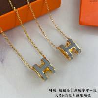 Hermes首飾品 愛馬仕淺灰色H琳琅大號項鏈 Hermes對版粗鏈條女士項鏈  zgh1529
