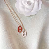 Hermes首飾品 愛馬仕necklace經典款豬鼻子 Hermes白色紅色琺瑯項鏈  zgh1539