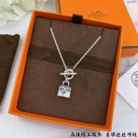 Hermes首飾品 愛馬仕925銀包包項鏈 Hermes原版Kelly素銀包包項鏈  zgh1582