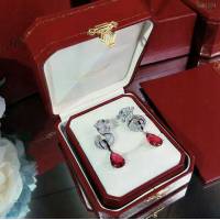 Cartier首飾品 卡地亞明星熱推款 時尚滿鑽斑點豹圓環瑪瑙流蘇晶鑽耳釘耳環  zgk1334