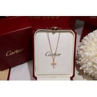 Cartier首飾 卡地亞十字架型項鏈 進口925純銀18k金鑲鑽項鏈  zgk1349