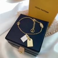 Louis Vuitton純銀飾品 路易威登金銀雙牌手鏈 LV復古925手鏈  zglv1819