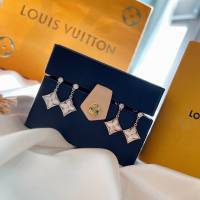 Louis Vuitton純銀飾品 路易威登白貝四葉草耳釘 LV玫瑰金白金鏈條耳環  zglv1820