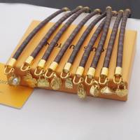 Louis Vuitton新款飾品 路易威登老花皮手鏈 LV吊墜老花手環  zglv1933
