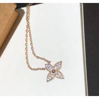 Louis Vuitton純銀飾品 路易威登花卉滿鑽鎖骨鏈 LV925四葉草項鏈  zglv1946