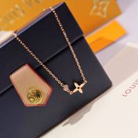 Louis Vuitton純銀飾品 路易威登單花單鑽項鏈 LV小號mini四葉花項鏈  zglv1961