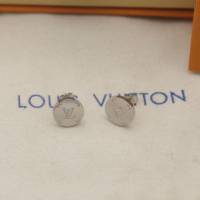 Louis Vuitton新款飾品 路易威登老花銀色耳環 LV圓形簡約耳釘  zglv1976