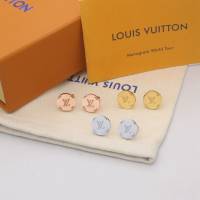 Louis Vuitton新款飾品 路易威登圓形字母耳釘 LV金色玫瑰金耳環  zglv2153