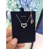 Tiffany純銀飾品 蒂芙尼女士專櫃爆款滿鑽桃心項鏈 Tiffany925銀定制版項鏈  zgt1598