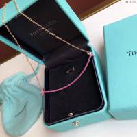 Tiffany純銀飾品 蒂芙尼女士專櫃爆款笑臉大號粉鑽項鏈 Tiffany純銀鎖骨鏈  zgt1720