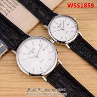 LONGINES浪琴 牛皮錶帶石英情侶對表  WSS1859