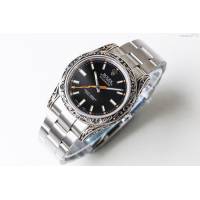 ROLEX勞力士 新品上市 N9最新力作 雕刻手工 純銀殼套 瑞士ETA2824自動上旋機芯 超強防水 鱷魚皮錶帶 高檔男士腕表  wssb4773