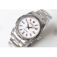 ROLEX勞力士 新品上市 N9最新力作 雕刻手工 純銀殼套 瑞士ETA2824自動上旋機芯 超強防水 鱷魚皮錶帶 高檔男士腕表  wssb4774