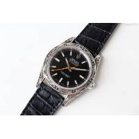 ROLEX勞力士 新品上市 N9最新力作 雕刻手工 純銀殼套 瑞士ETA2824自動上旋機芯 超強防水 鱷魚皮錶帶 高檔男士腕表  wssb4775
