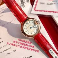 卡地亞石英手錶 Cartier經典款真鑽藍氣球女裝腕表 美洲鱷魚皮錶帶  gjs2103