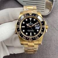 勞力士複刻手錶 Rolex男士腕表 全金黑色陶瓷圈 GMTMASTER格林尼治型環球腕表 126710BLRO-0001  gjs2187