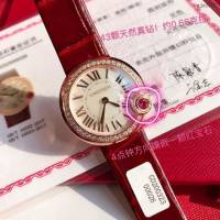 卡地亞專櫃爆款手錶 Cartier經典款白氣球2020新春特別版紅色 43顆純天然鑽石 卡地亞皮帶女裝腕表  gjs2242