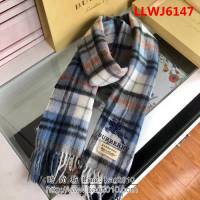 BURBERRY巴寶莉頂級羊絨 刺繡LOGO圍巾 男女同款 35X180  LLWJ6147