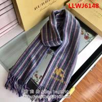 BURBERRY巴寶莉 海外專櫃 最新情侶款 格子戰馬羊絨圍巾 LLWJ6148