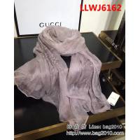 GUCCI古馳 專櫃爆款 名媛風格刺繡絲毛羊絨長圍巾 2505 LLWJ6162