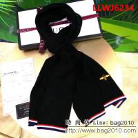 GUCCI古馳專櫃同步 2018男士冬季精品刺繡小蜜蜂羊毛圍巾 男女同款 LLWJ6234