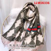 GUCCI古馳 冬季新款雙面雙色羊絨混紡圍巾 可做披肩 g016 LLWJ6336
