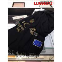 GUCCI古馳專櫃管道 純手工縫珠山羊絨徽標披肩 LLWJ6372