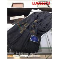 GUCCI古馳專櫃管道 純手工縫珠山羊絨徽標披肩 LLWJ6373