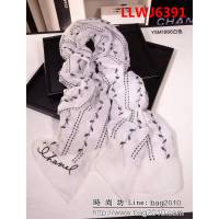 CHANEL香奈兒  2018專櫃原版 真絲羊毛刺繡長巾 YSM1866 LLWJ6391
